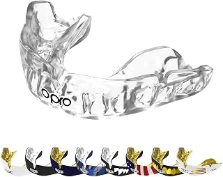 OPRO Instant Custom Fit Moldable Mouth Guard, Dentist Level, Clear/Gold | Self-Fit Impact Mouth Guard for Adults, Boxing Mouthguard for Football, Impact Sports, MMA & Hockey, Includes Case