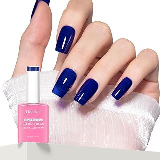 Blue Gel Polish, 15 ML HEMA & TPO Free Navy Blue Gel Nail Polish Soak off U V LED Fall Winter Nail Art Design Manicure Salon for Women Girl