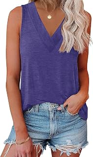 EyMuse Summer Sleeveless V Neck Tank Tops for Women Casual Basic Shirts Classic T Shirts Cute Fashion Clothes
