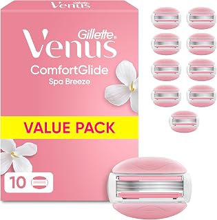 Gillette Venus Comfortglide Spa Breeze Women's Razor Refills, Pack of 10 | Blade Refills with 3 Built-in Blades for a Smooth, Close Shave that Lasts