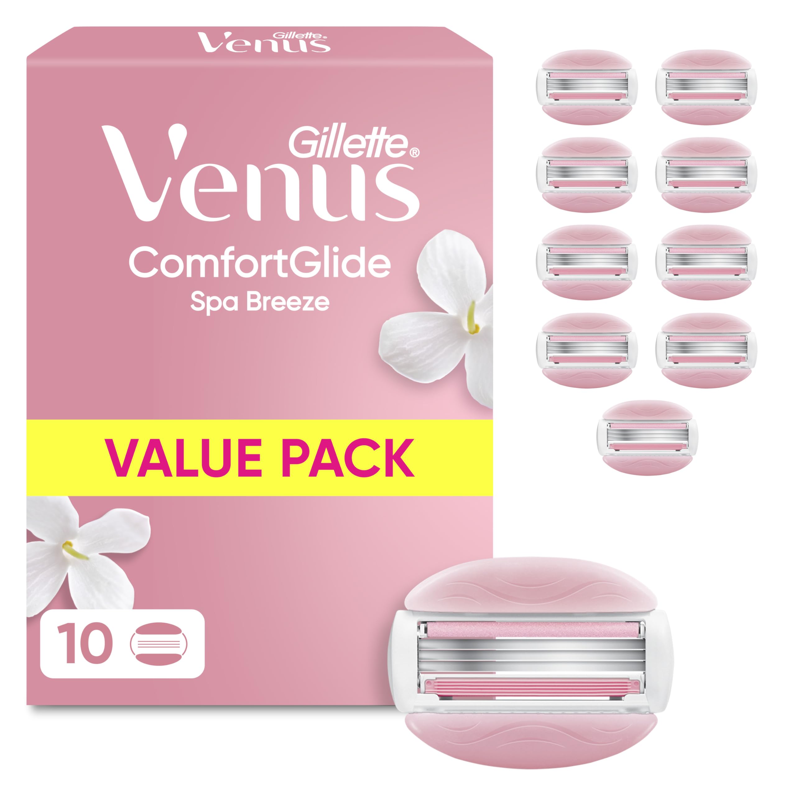 Gillette Venus Comfortglide Spa Breeze Women's Razor Refills, Pack of 10 | Blade