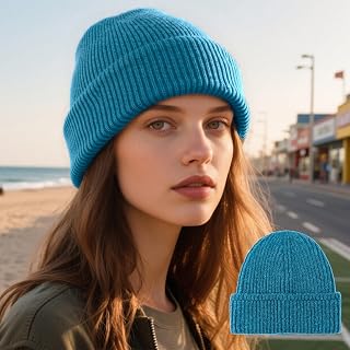 Ribbed Knit Beanie – Warm Cuffed Winter Hat for Men and Women, Soft Cozy Knit Hat, Perfect Cold-Weather Accessory