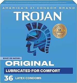 Trojan Original Latex Lubricated Condoms for Men, 36 Count | Premium Latex, Classic Straight Condoms, Help Reduce Risk of Pregnancy and STIs, America's Number One Condom