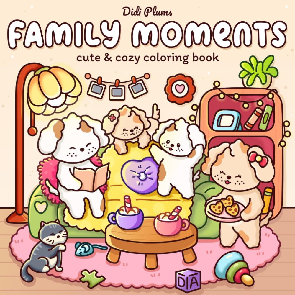 Family Moments: Cute Coloring Book for Adults and Teens Featuring Adorable Anima
