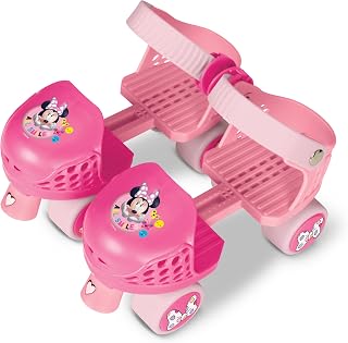 Minnie Mouse Junior Skates Includes Knee and Elbow Pads, Size Adjustable Design for Growing Feet