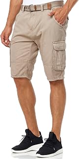 Indicode Men's Monroe Cotton Cargo Shorts with Pockets and Belt