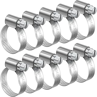 Bolatus 25-40mm Hose Clips, 10 Pcs Hose Clamps 304 Stainless Steel | Adjustable Hose Clamps for Gasoline Hoses, diesel Lines, Water Pipes, and Household Gas Pipes