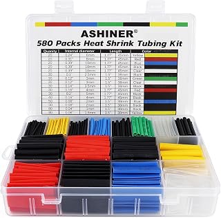ASHINER Heat Shrink Tubing Kit - 580Pcs EVA Material, 6 Colors and 11 Sizes | Ideal for Electrical Insulation, Repairs, and Wire Connectors with User-Friendly Design and Storage Case