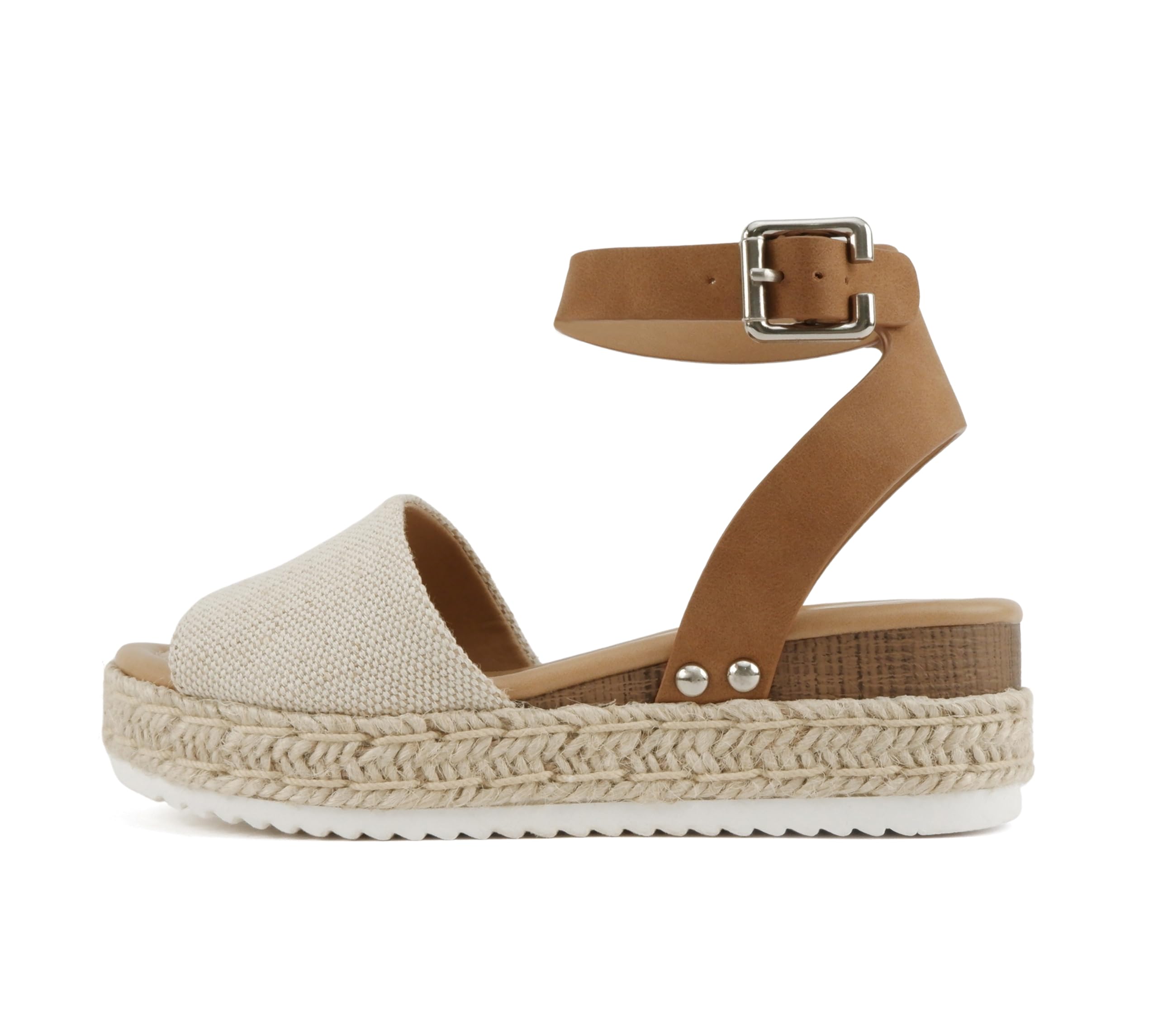 Soda CHIVAS ~ Women's Bold Buckles Studded Wedge Sandal
