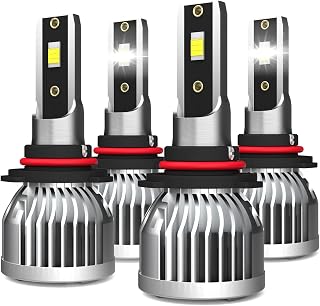Light Bulbs Fit For DODGE RAM 1500 2500 3500 With Projector 2016-2019 LED Headlight Bulbs,9005 High Beam + 9005 Low Beams,Super Bright 6000K White Light,Plug N Play,4-Pack