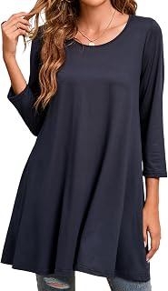 Enmain T-shirts Women 3/4 Sleeve Plus Size Blouses and Shirts for Women Elegant Loose Round Neck Casual Tunic Long Elasticity T-Shirt Clothes S-3XL