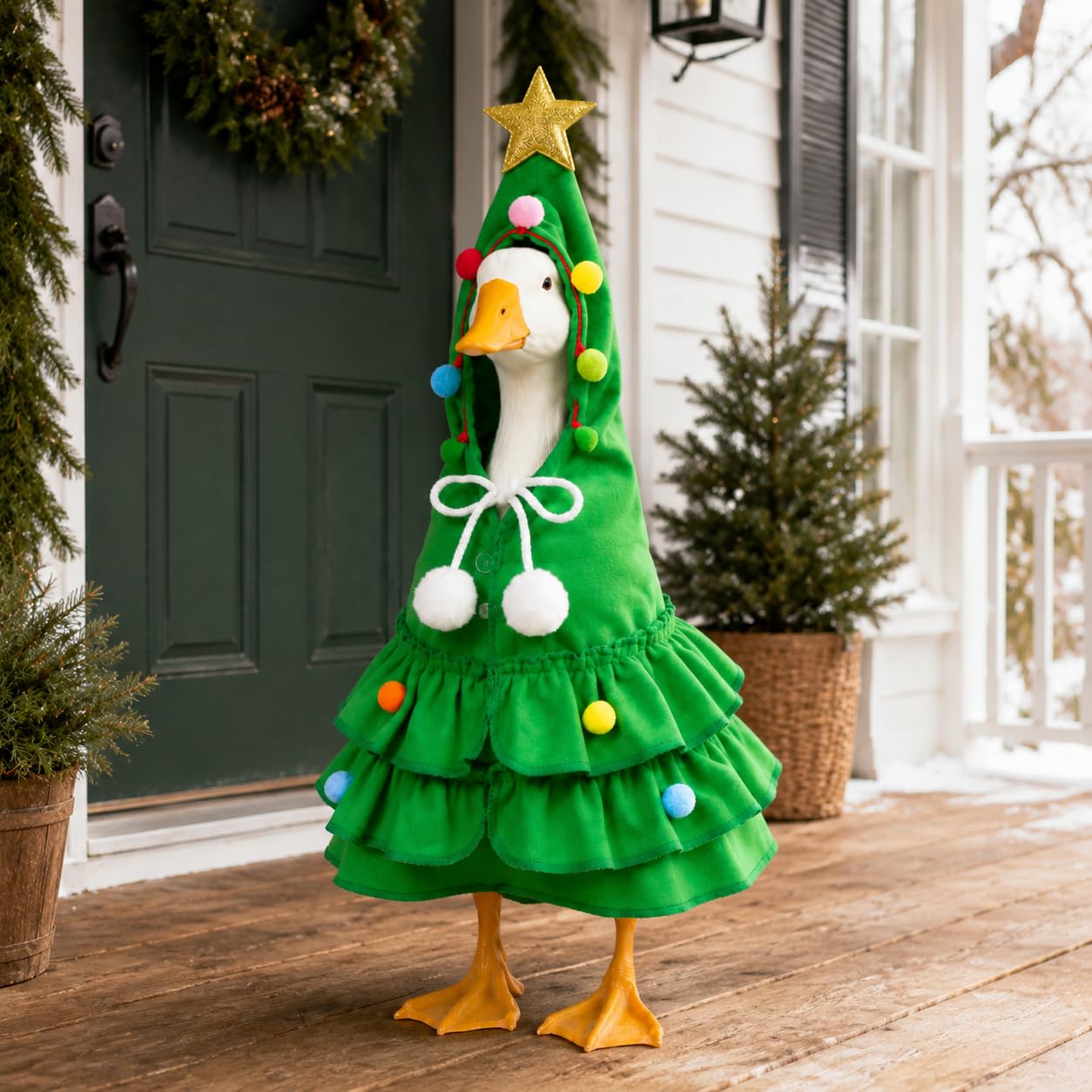Christmas Porch Goose Outfit, 23 Inch Goose Clothes, Lawn Goose Costume 1