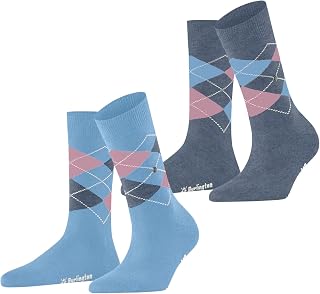 Burlington Women's Everyday Argyle Socks Breathable Cotton Soft On Skin Hard-Wearing Reinforced Argyle Pattern ONE-SIZE-FITS-ALL Gift Idea 2 Pairs