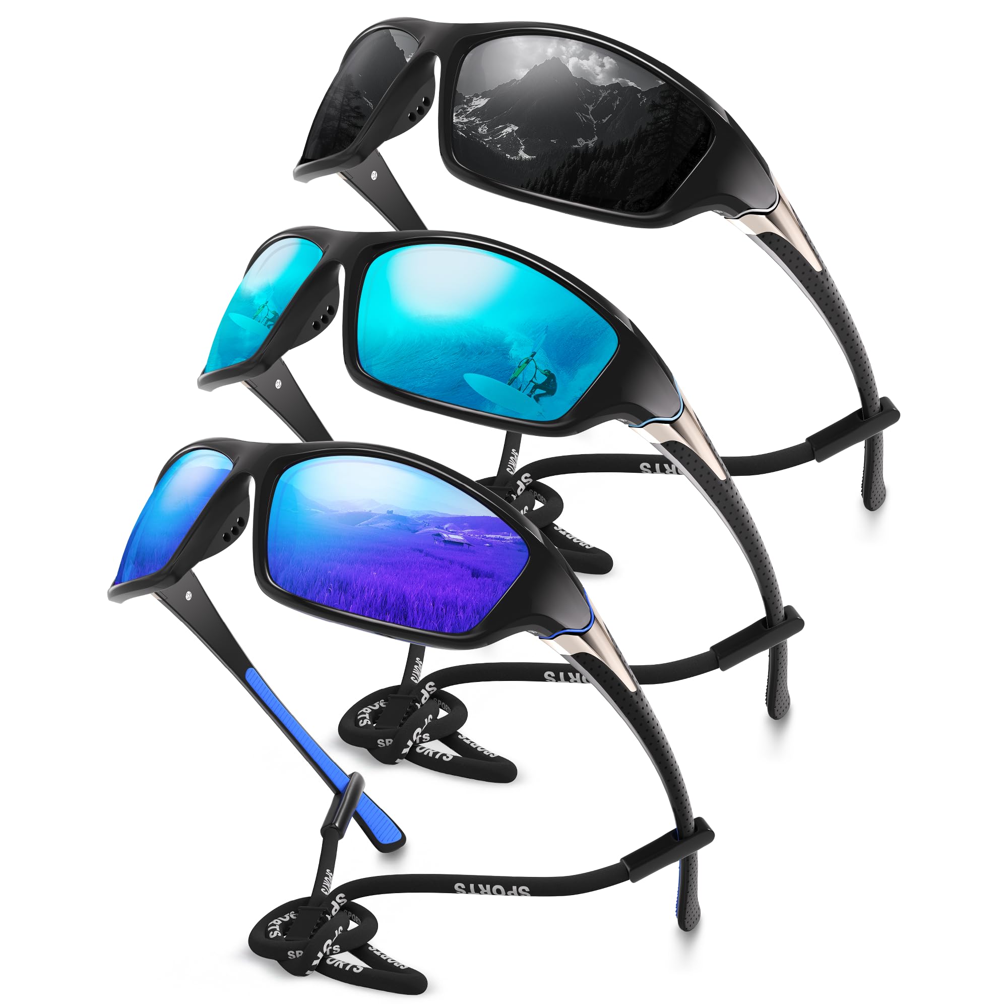 Polarized Sports Wrap Around Sunglasses Men Fishing Running Golf