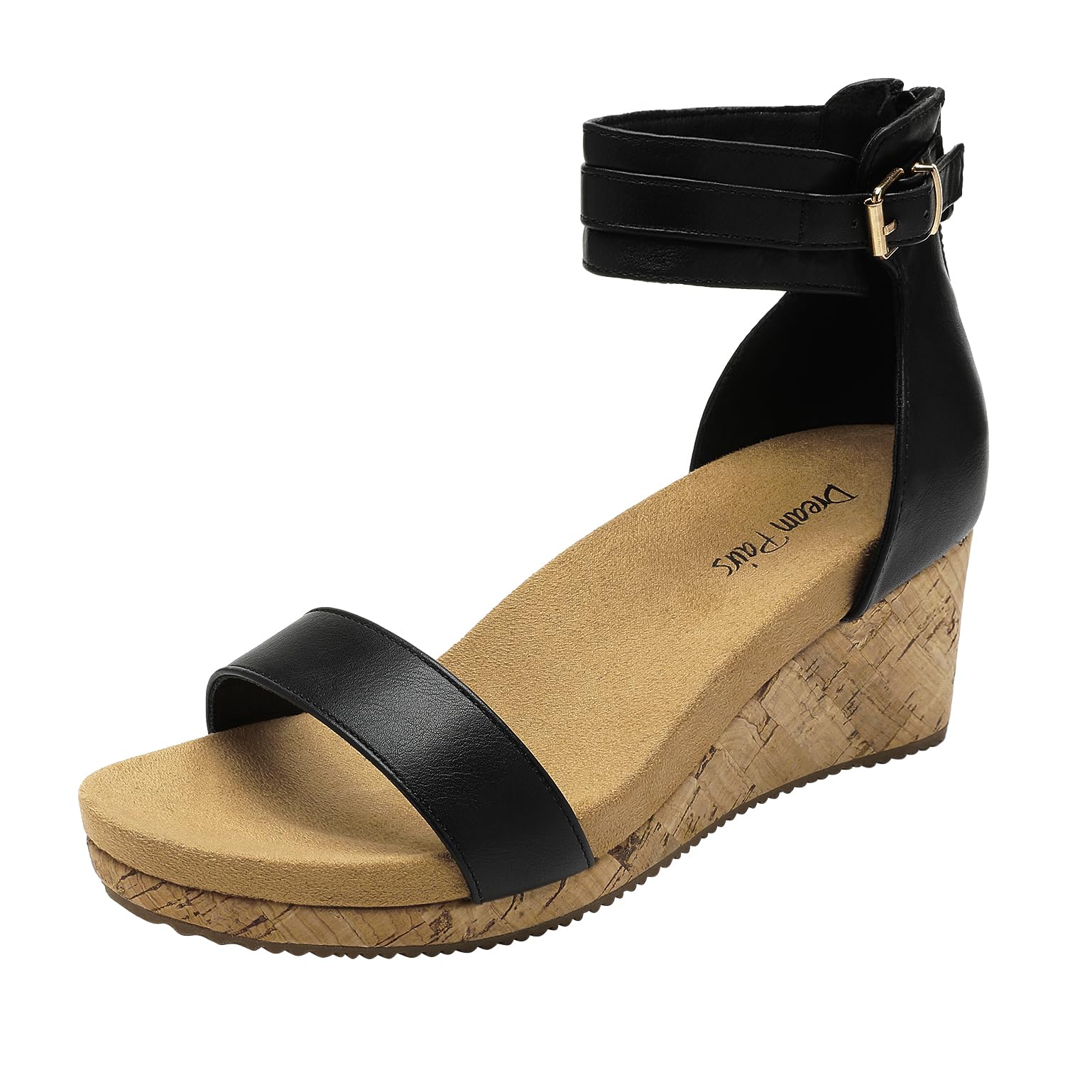 DREAM PAIRS Women's Open Toe Buckle Ankle Strap Platform Wedge Sandals Summer Sh