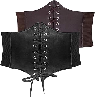 JasGood - Women's lace up corset, elastic and wide, ideal for Halloween parties and other events