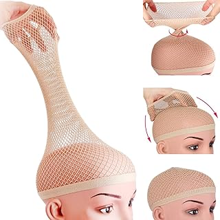 Dreamlover Wig Cap for Long Hair, No Braiding, Natural Nude, 2 Pieces | Beginner Friendly, Breathable Mesh Net, Perfect for Halloween Cosplay, Versatile Styling