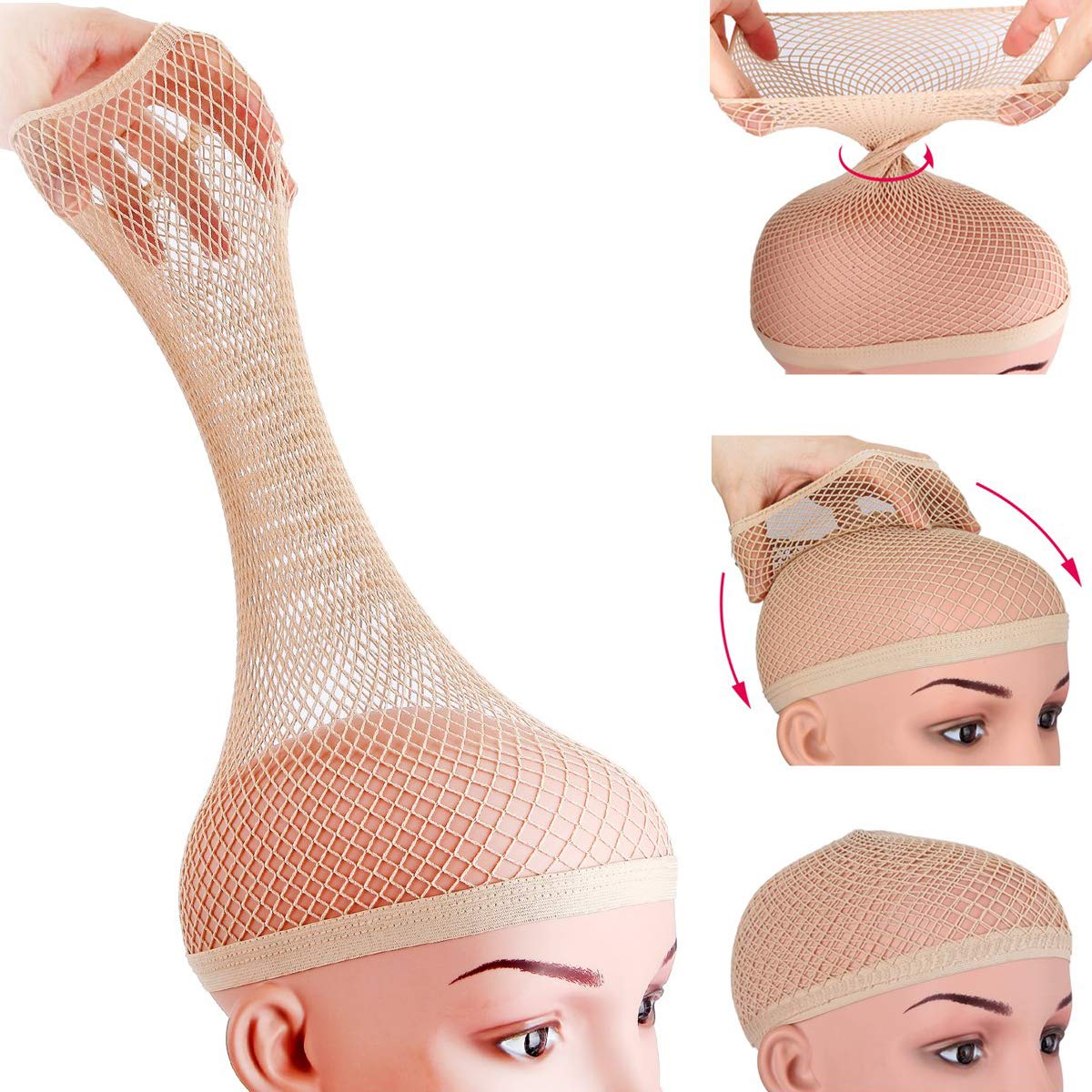 Dreamlover Wig Cap for Long Hair, No Braiding, Natural Nude, 2 Pieces | Beginner