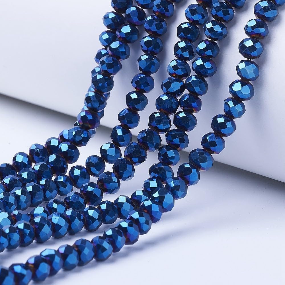 10 Strands Faceted Electroplated Glass Beads for DIY Earring Bracelet Necklace J