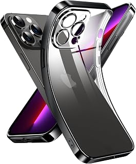 Supdeal Crystal Clear Case for iPhone 13 Pro Max, Never Yellow with Camera Protection, Ultra Thin Lightweight Silicone Mobile Phone Case Cover 6.7 inches, Black