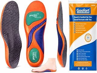 Goofort Plantar Fasciitis Arch Support Gel Insoles for Men & Women, 7-Times-Shock-Protection with 3D-Xpain™ -PORON®, Orthotic Work Boot Insoles for Flat Feet, Heel Pain Relief & All-Day Comfort
