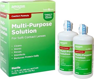 Amazon Basic Care- Multi-Purpose Solution for Soft Contact Lenses - Comfort Formula, 12 fl oz (Pack of 2)