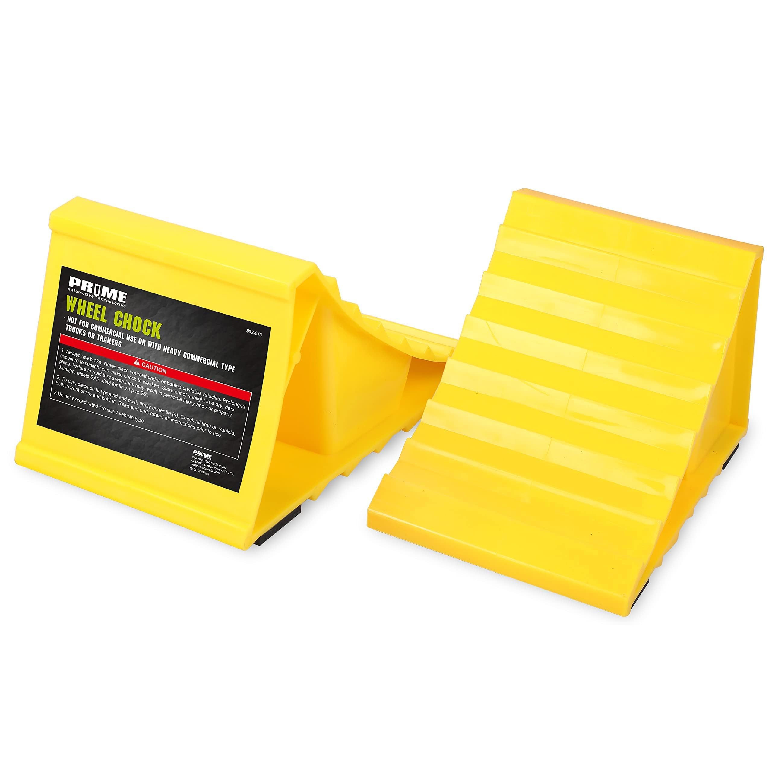 PR1ME Wheel Chocks, Non Slip Base, 2 PCS Tyre Saver Stoppers Suitable for Most T