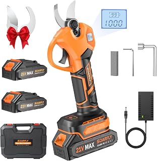 Electric Pruning Shears, 1.5"-2.05" Cut, Cordless Clippers for Gardening | 21V Brushless Motor, LCD Display and SK5 Blades for Trees, Shrubs, Orchards and Garden Trimming