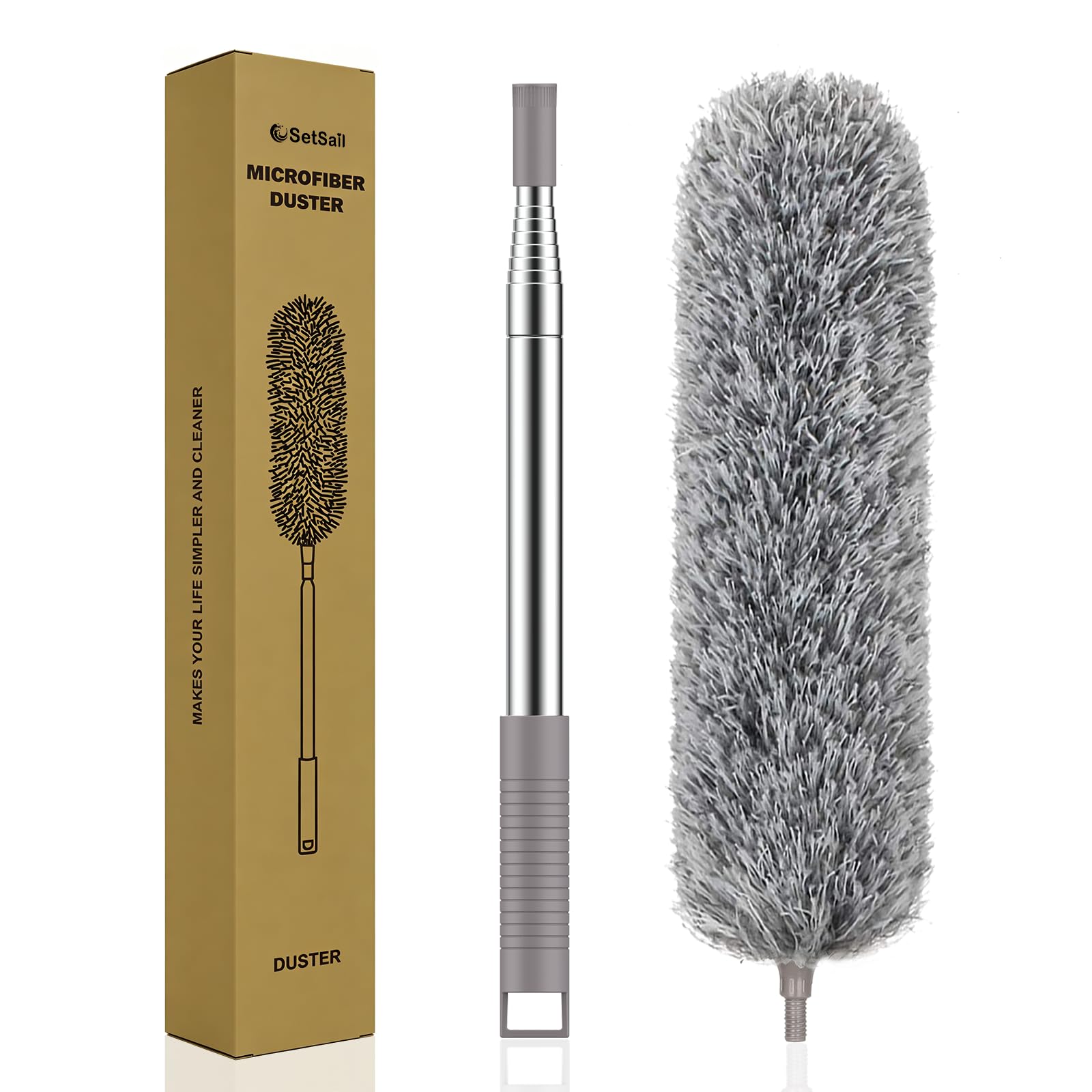 SetSail Extra-Long Dusters with Extension Pole 100-inch for Cleaning, Gray | Ben