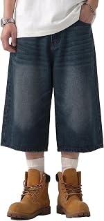 Mens Baggy Jean Shorts Y2K Jorts Denim Shorts Men Loose Fit Wide Leg 16.5 Inch Inseam Jorts Streetwear Baggy Shorts