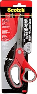 Scotch Scissors, 8" Multi-Purpose Scissors, Stainless Steel, 1 Pair, Red