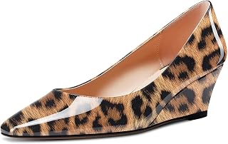 Aachcol Women's Square Pointed Pumps Wedge Esparto Mid Heel Slip-on Dress Shoes Office 5 CM