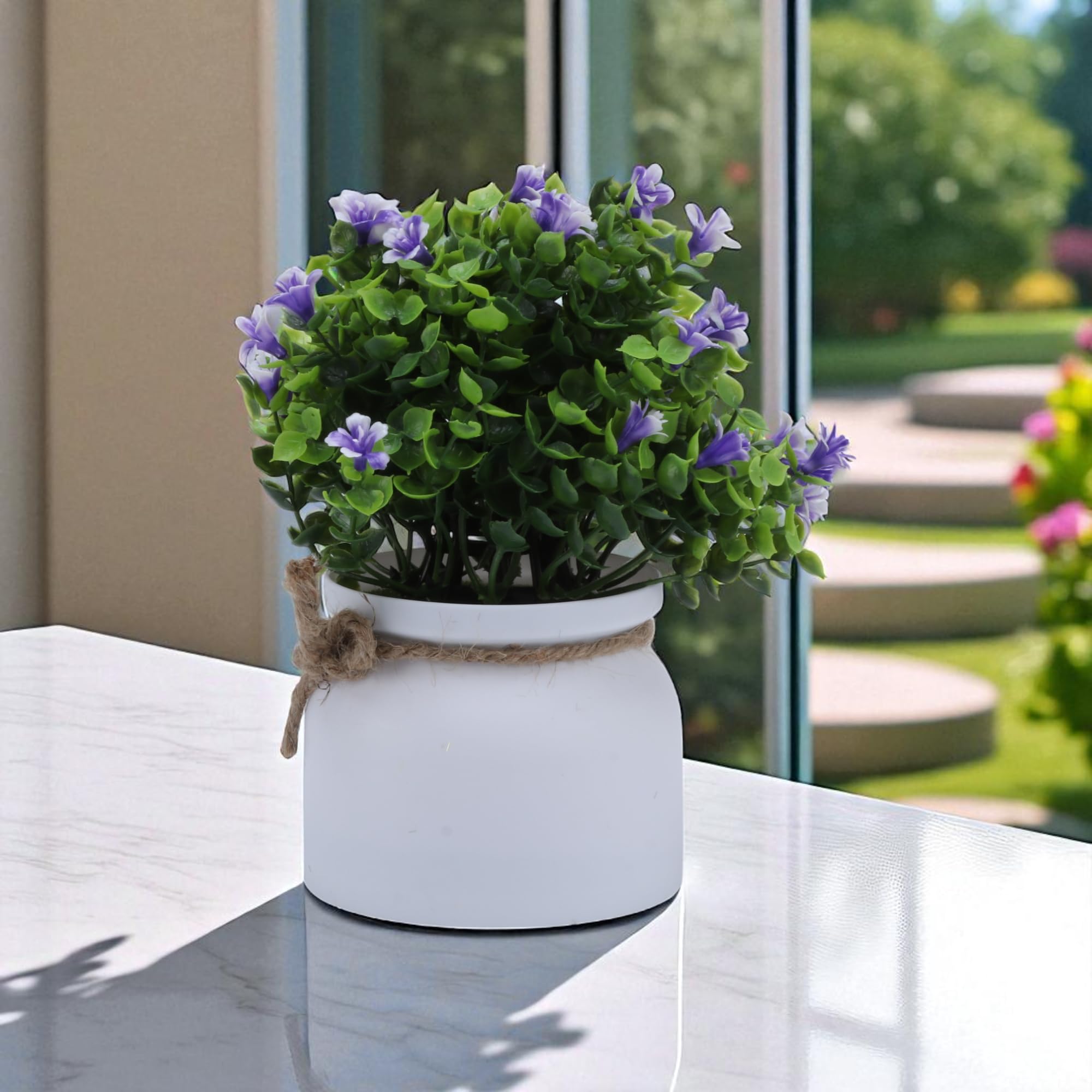 Generic 1PC Artificial Plant Jute Trap Cup Planter Plastic Purple 10x10x21cm
