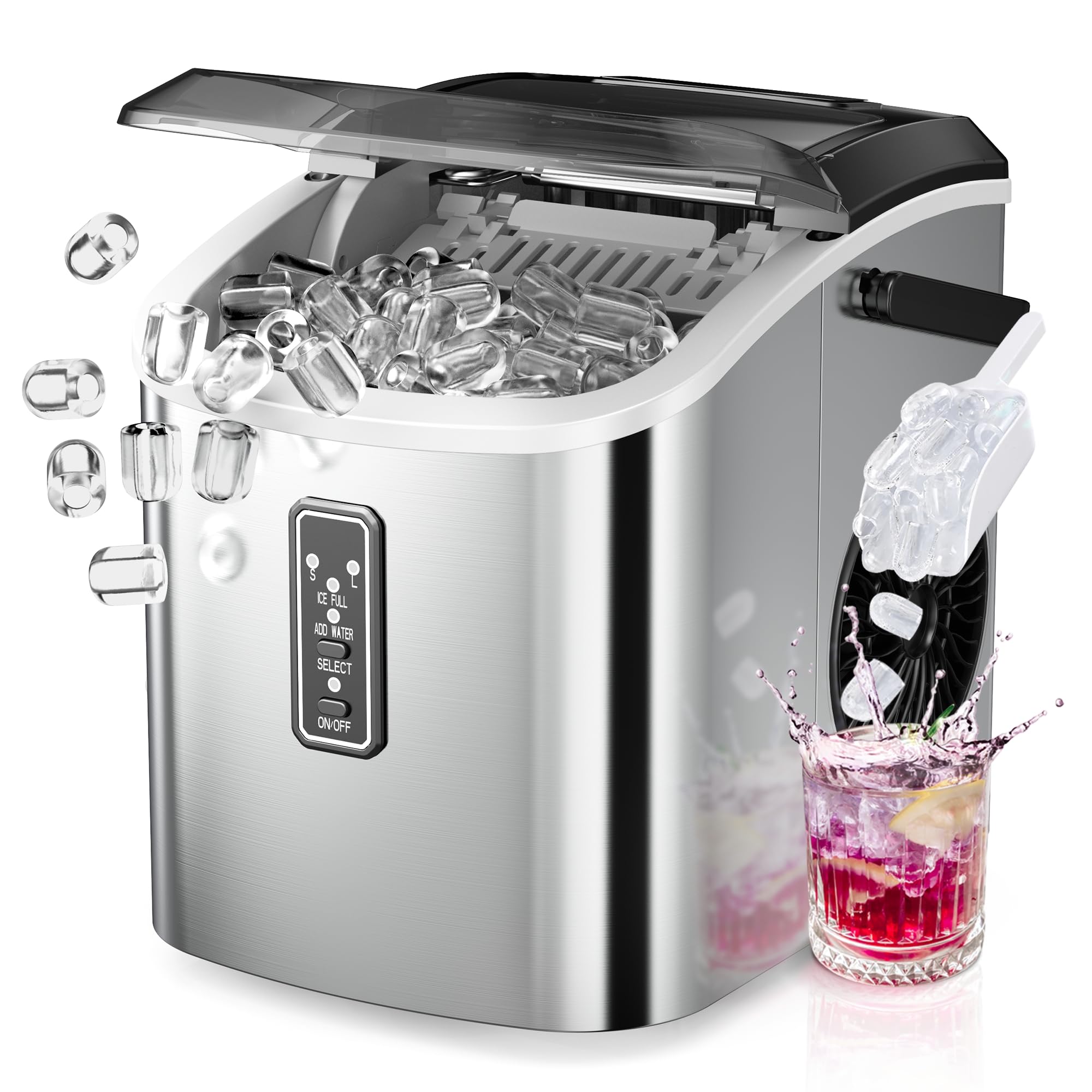 EUHOMY Ice Maker Countertop, 9 Cubes Ready in 6 Mins, 26lbs/24H, Self-Cleaning, 