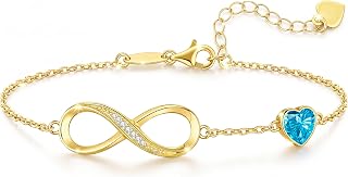 CDE Birthstone Infinity Bracelet 14K Gold Plated Jewelry Gift for Women
