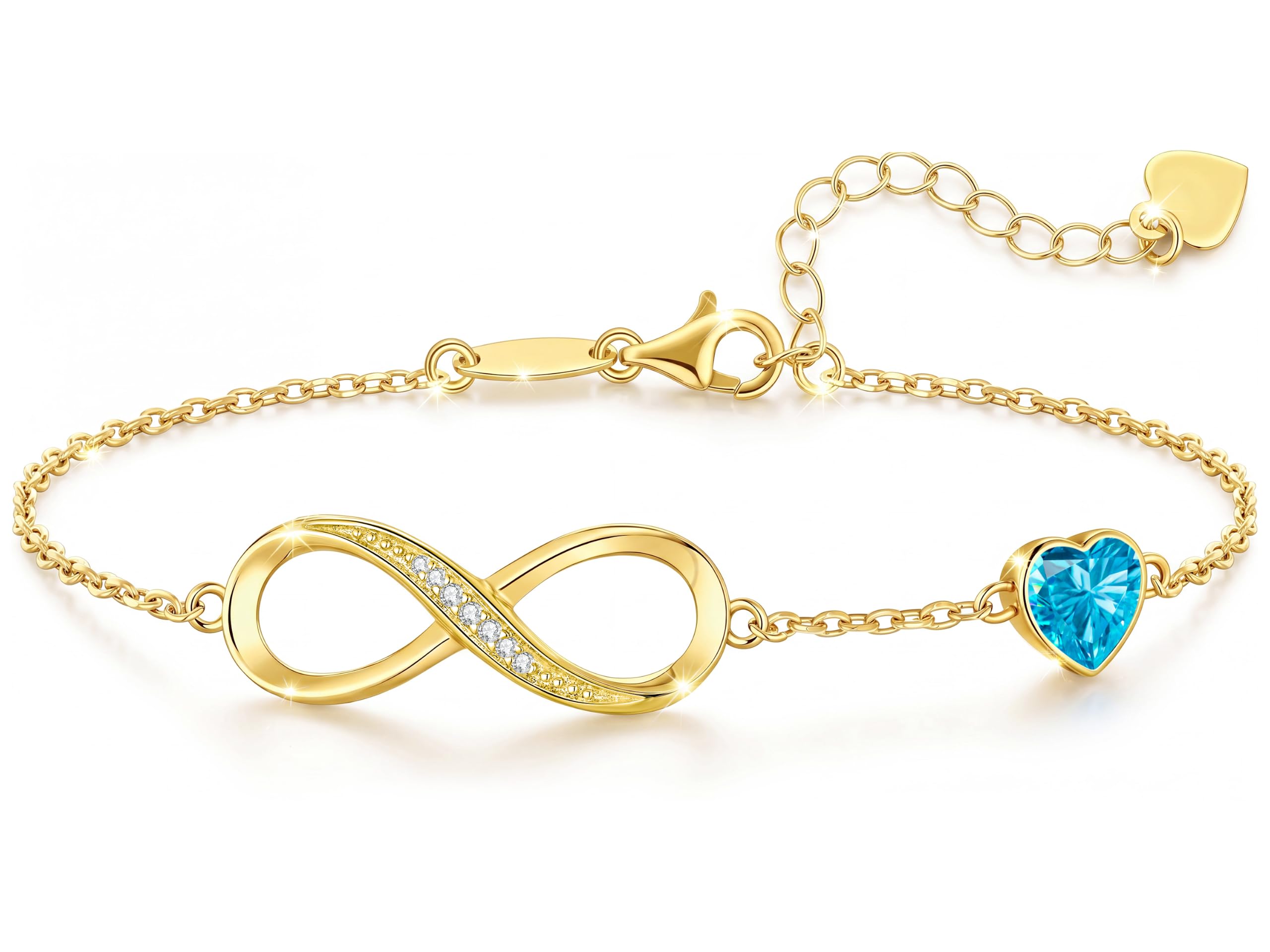 CDE Birthstone Infinity Bracelet 14K Gold Plated Jewelry Gift for Women