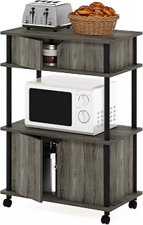 Furino Kitchen Storage Cart Turn N Tube, French Oak Gray/Black, Cabinet Included