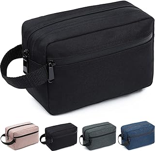 FUNSEED Travel Toiletry Bag for Women and Men, Shaving Bag for Toiletries Accessories, Foldable Storage Bags with Handle for Cosmetics Brushes Tools,Black