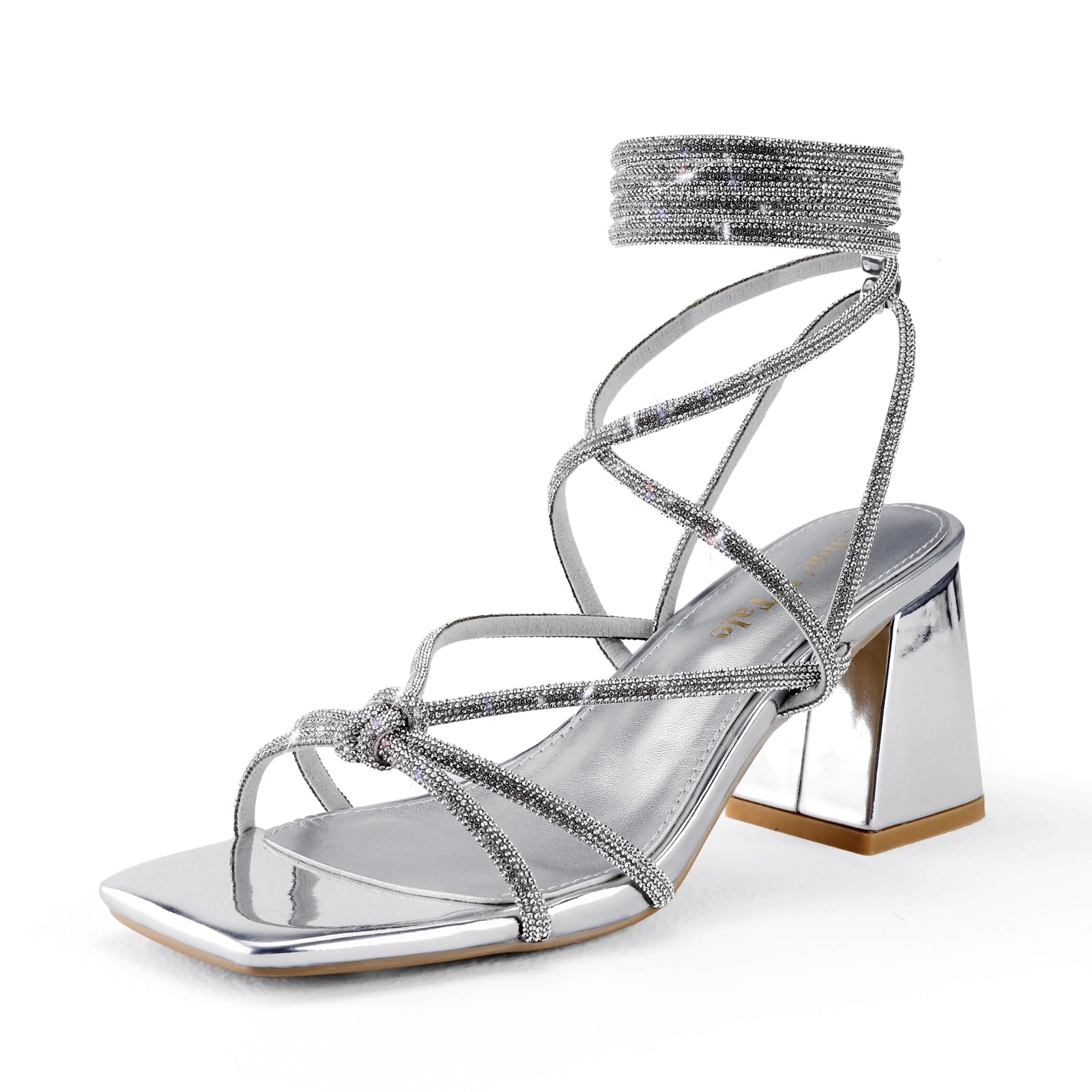 Shoe'N Tale Lace Up Heels Women Square Toe Sandals