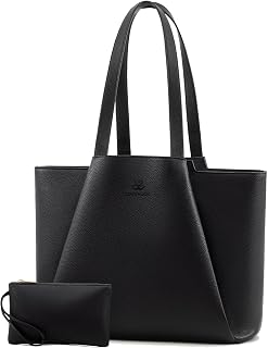 LOVEVOOK Laptop Tote for Women - 15.6 Inch Faux Leather Laptop Bag with Clutch, Large Capacity Office Purse Computer Briefcase for Casual Business Travel