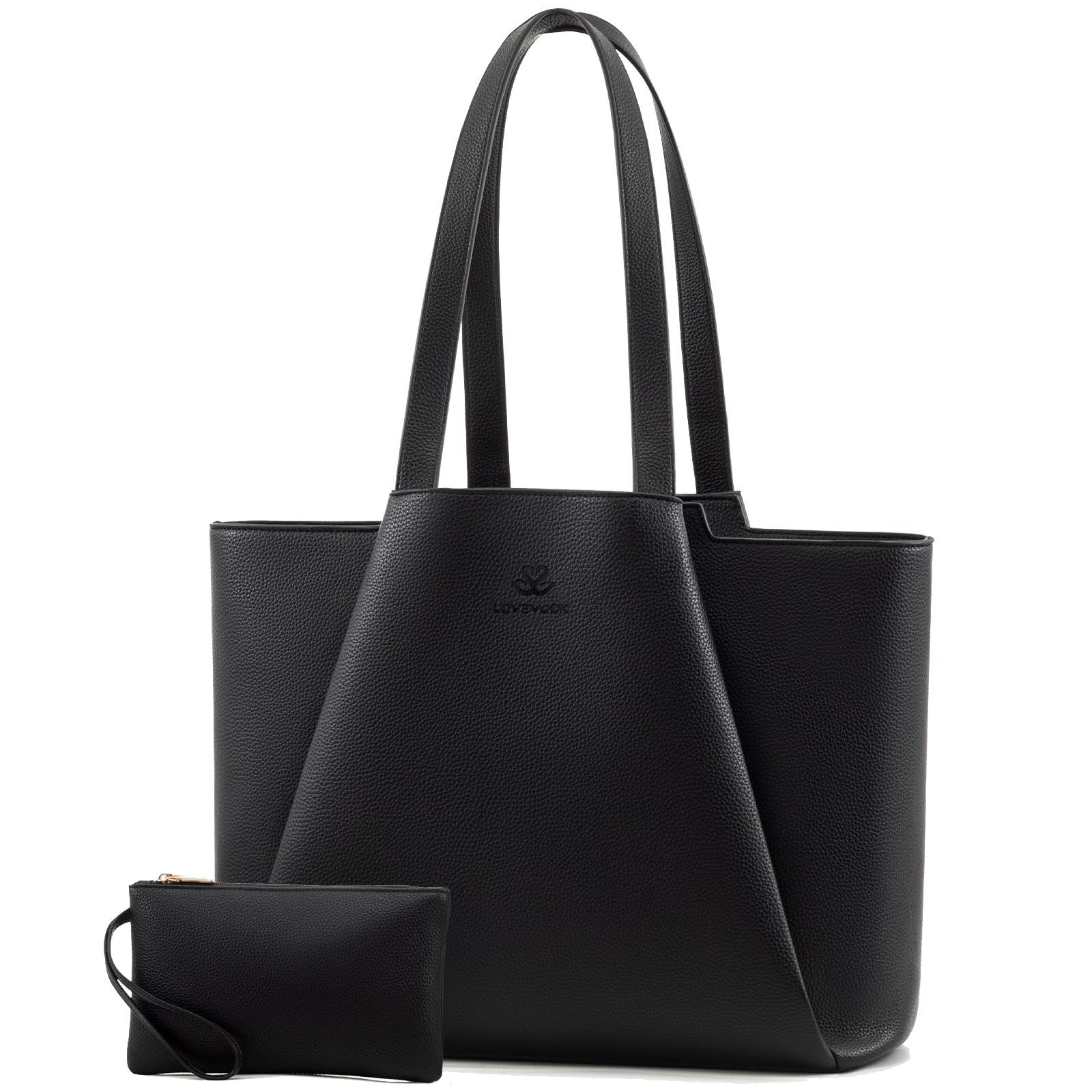 LOVEVOOK Laptop Tote for Women - 15.6 Inch Faux Leather Laptop Bag with Clutch, 
