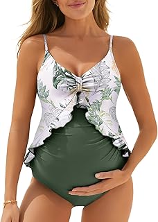 Summer Mae Lace-Up Cutout Ruffle One Piece Maternity Swimsuit