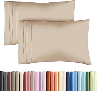 King Pillowcases Set of 2, Ultra Soft, Hotel Quality, Comfortable, Cozy and Wrinkle Resistant, Shrink Resistant, Stain and Fade Resistant, Machine Washable, 2 Piece Set, Cream