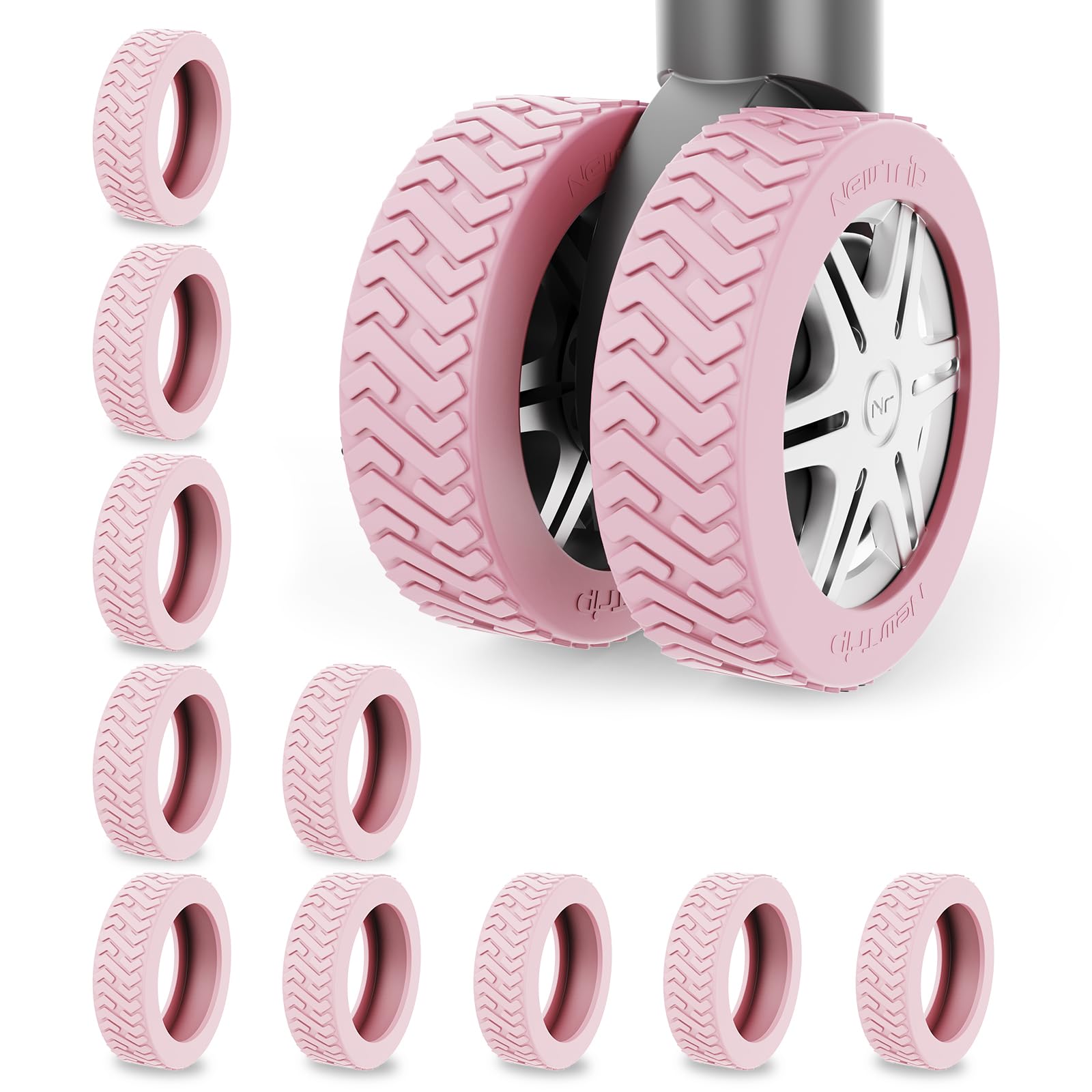 New Trip Set of 10 Caster Covers, Suitcase, Tire Covers, Carrying Case, Wheel Co