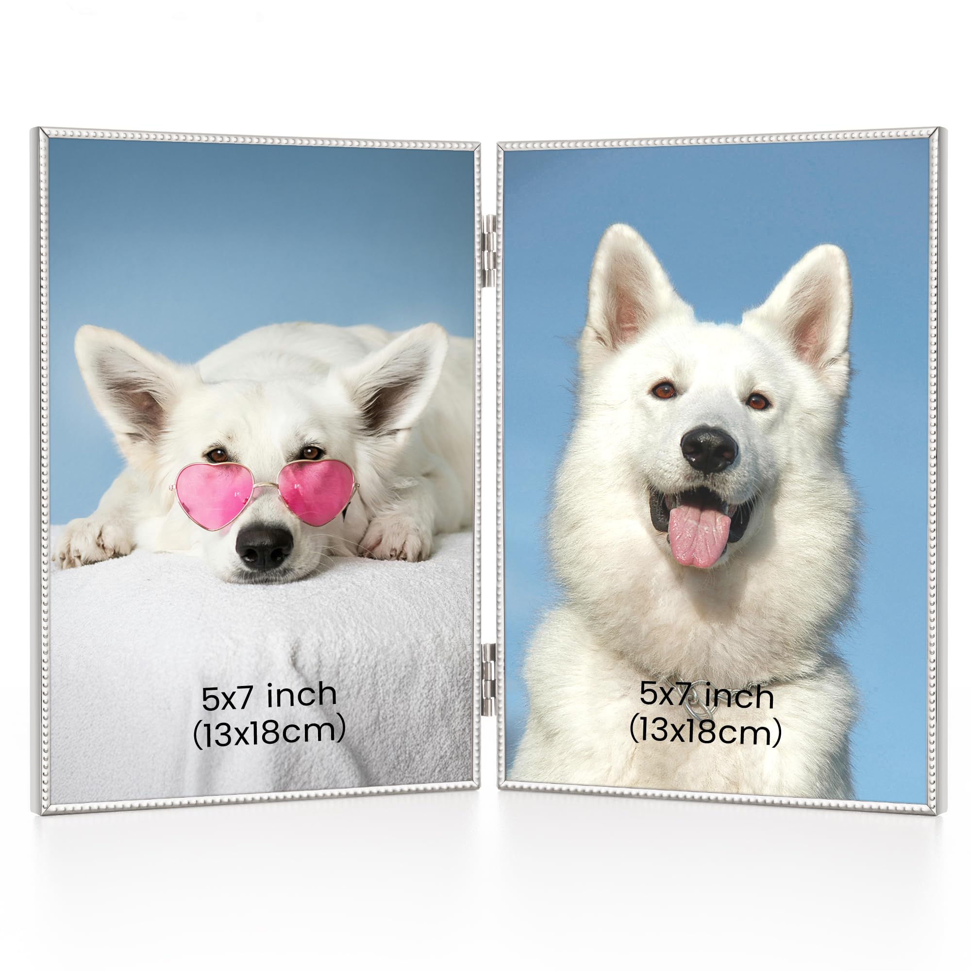 5"x7" (13x18cm) Double Hinged Picture Frame with HD-Tempered Glass, Thin Edge Me