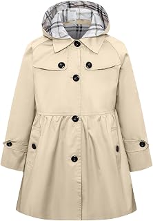 Little Girls Single Breasted Trench Coat Dress Outerwear, 2-12 Years