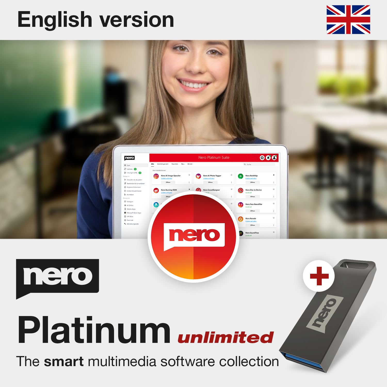 Nero Platinum Unlimited | Multimedia Suite on USB Stick | Video Editing 4K/8K | 