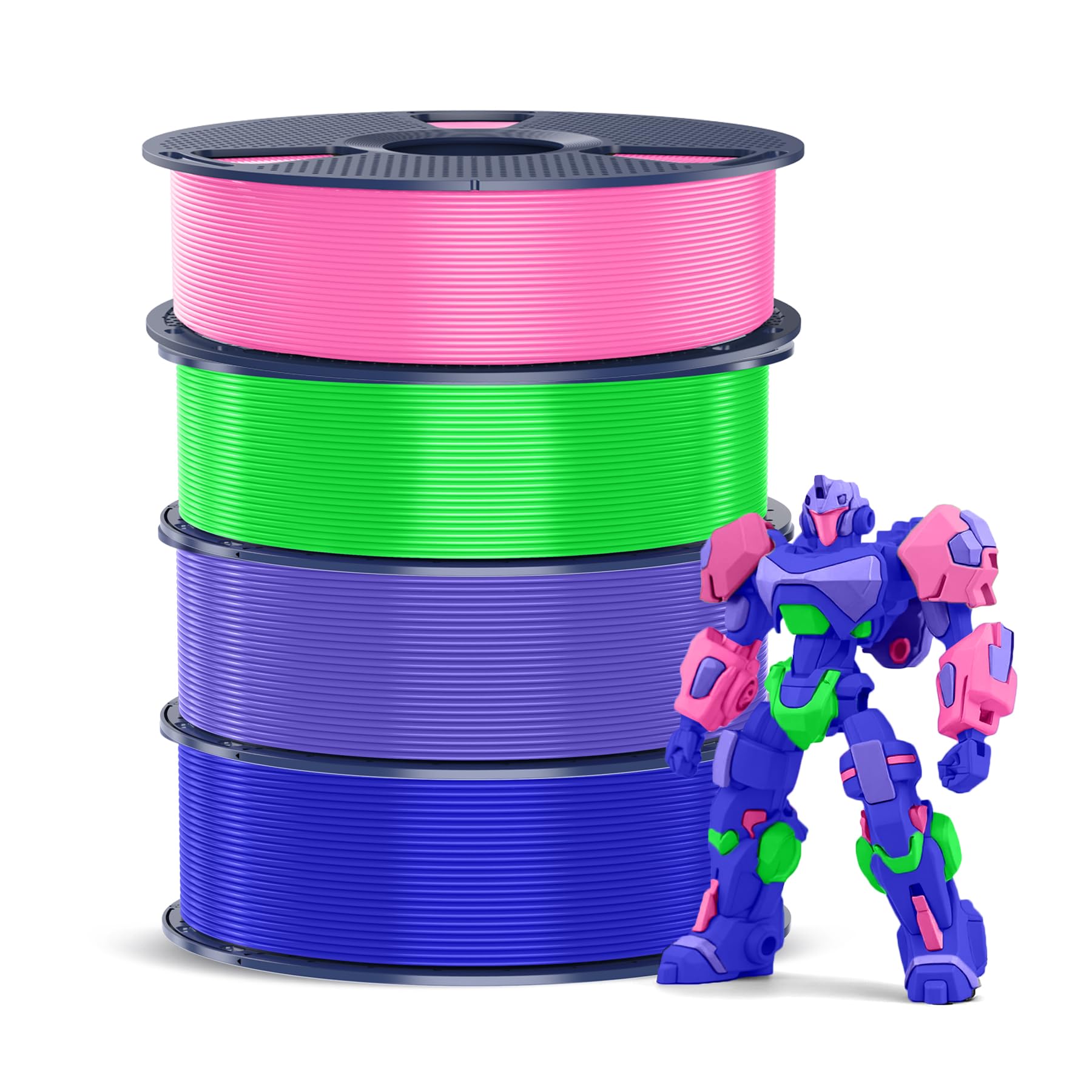 SUNLU 4kg PETG, 1kg Spool, 4 Rolls, Pink+Lavender Purple+Klein Blue+Green