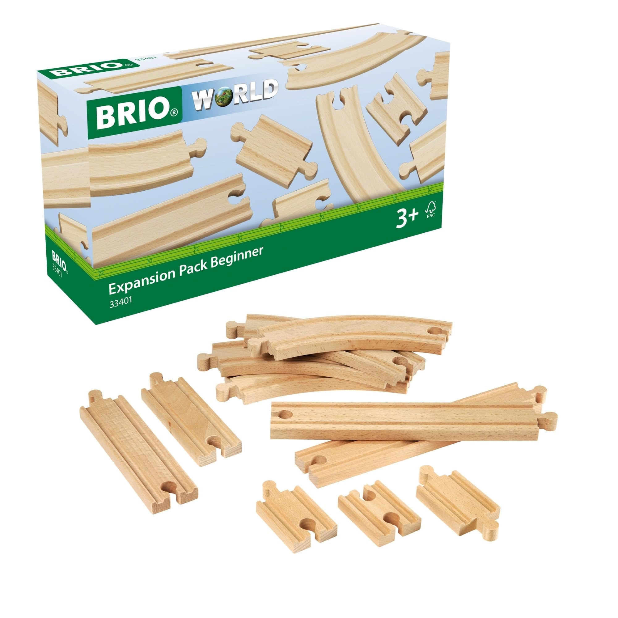 BRIO World Expansion Pack Beginner - 11-Piece Wooden Train Track Set - Compatibl