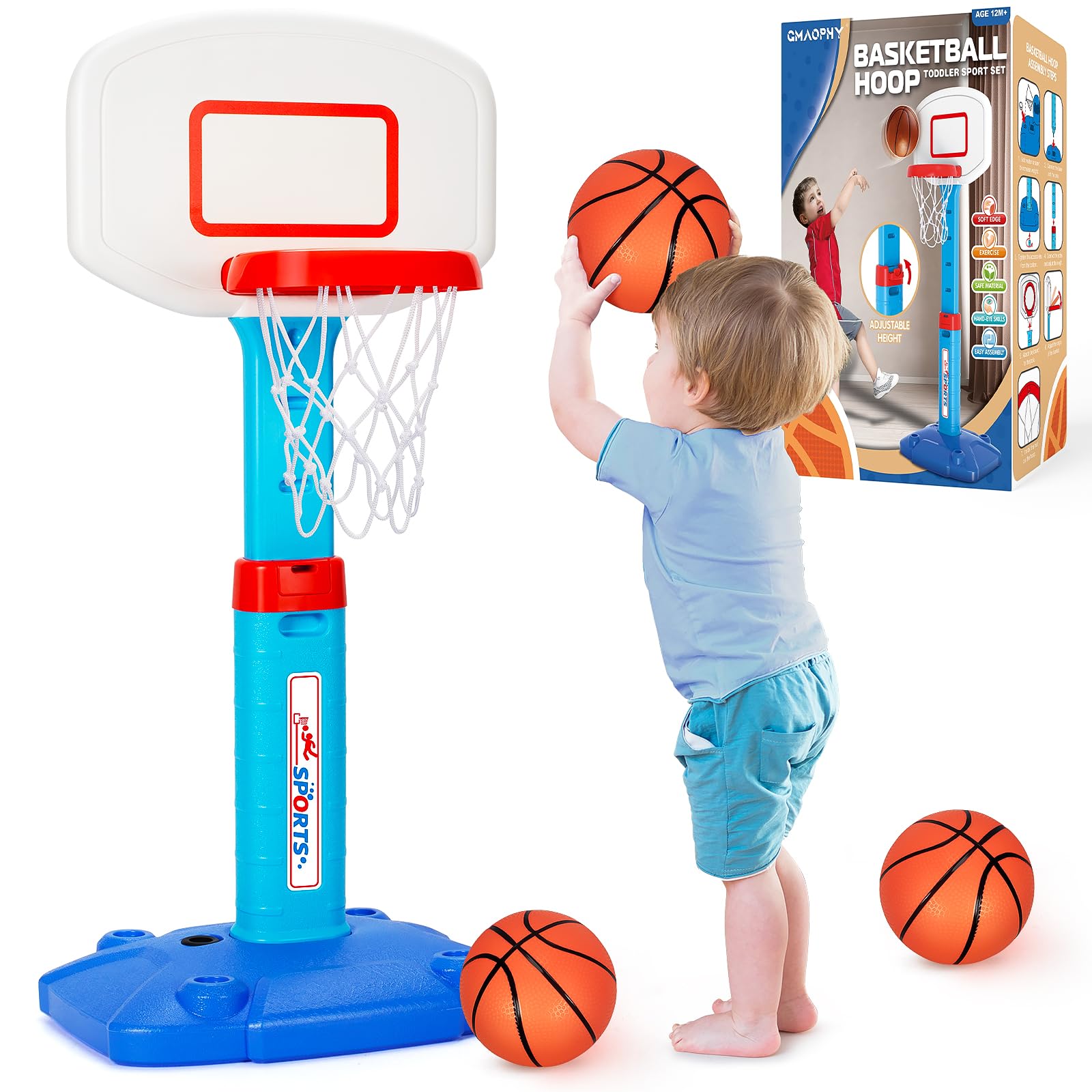 Toddler Basketball Hoop, Kids Toys Basketball Hoops for Indoor Outdoor Play | Ad